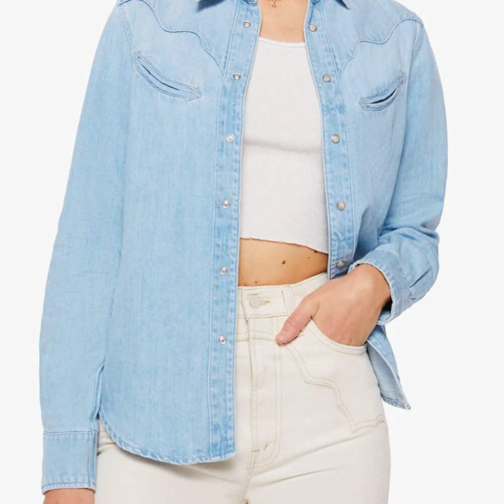 MOTHER Denim The Ex Rodeo Linen-Blend Shirt | Size S | NEW without tags